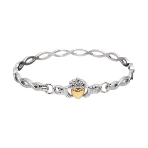 Claddagh Bangle with Gold Heart