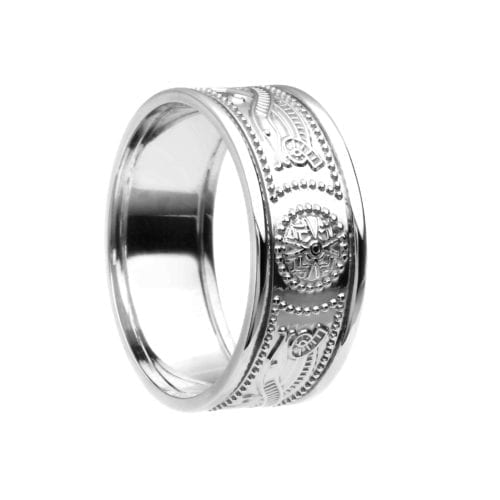 Celtic Warrior Shield Wedding Ring - Very Narrow with Trims