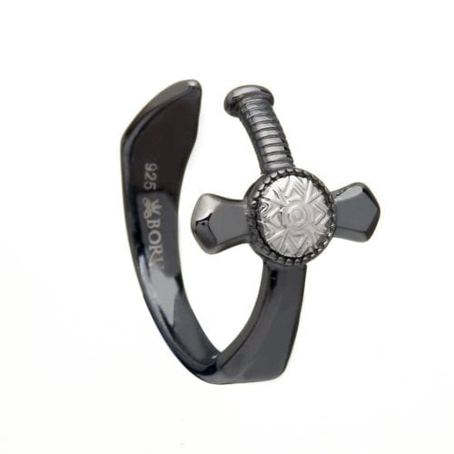 Black Rhodium Nuada Sword Ring - Boru Jewelry