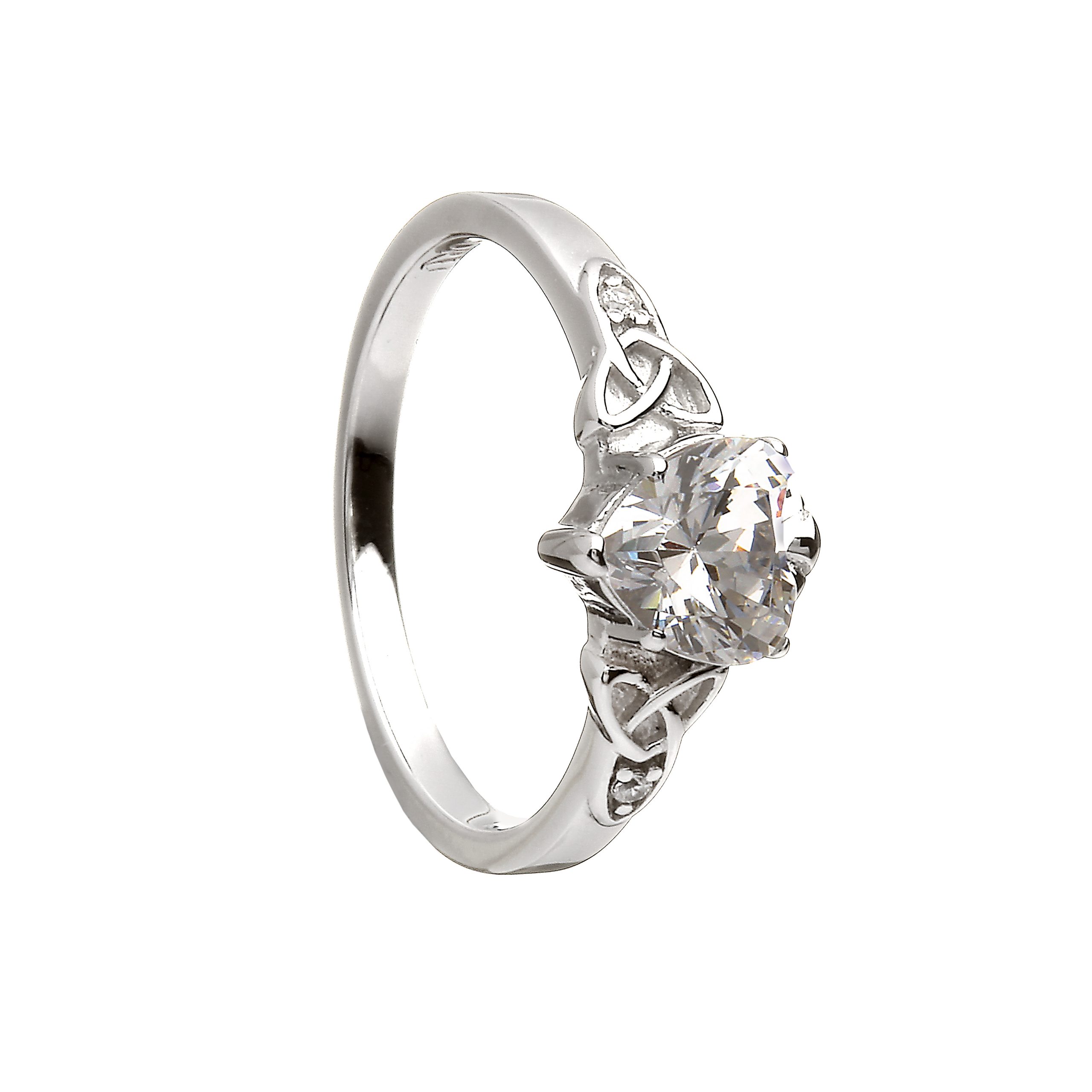 Contemporary Trinity CZ Heart Ring